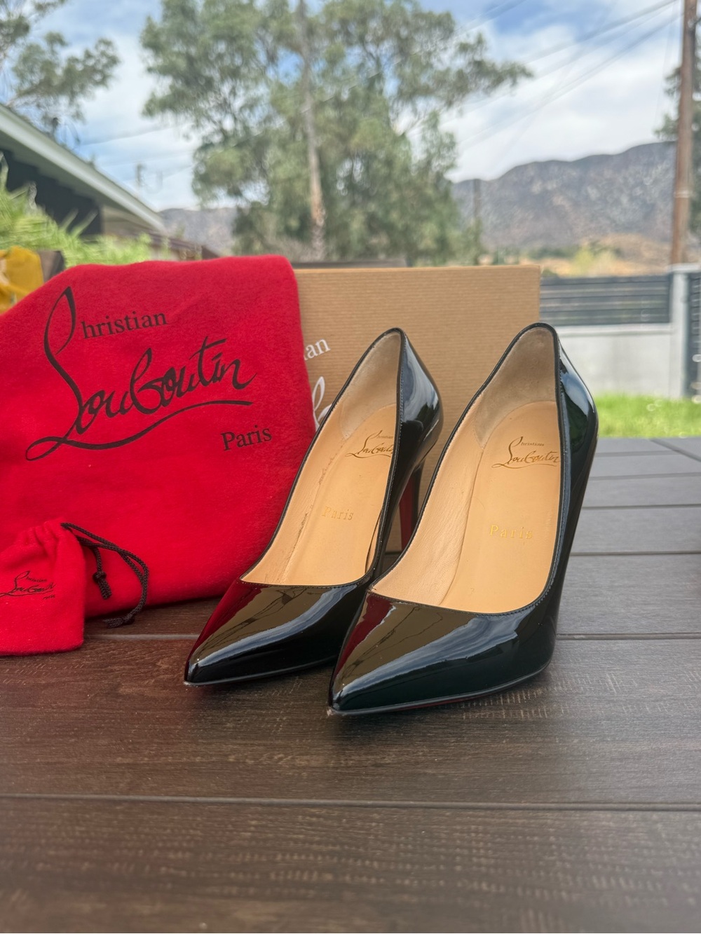 Christian Louboutin Pigalle 100 Black Patent Leather Pumps – Size 35.5